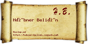Hübner Belián névjegykártya